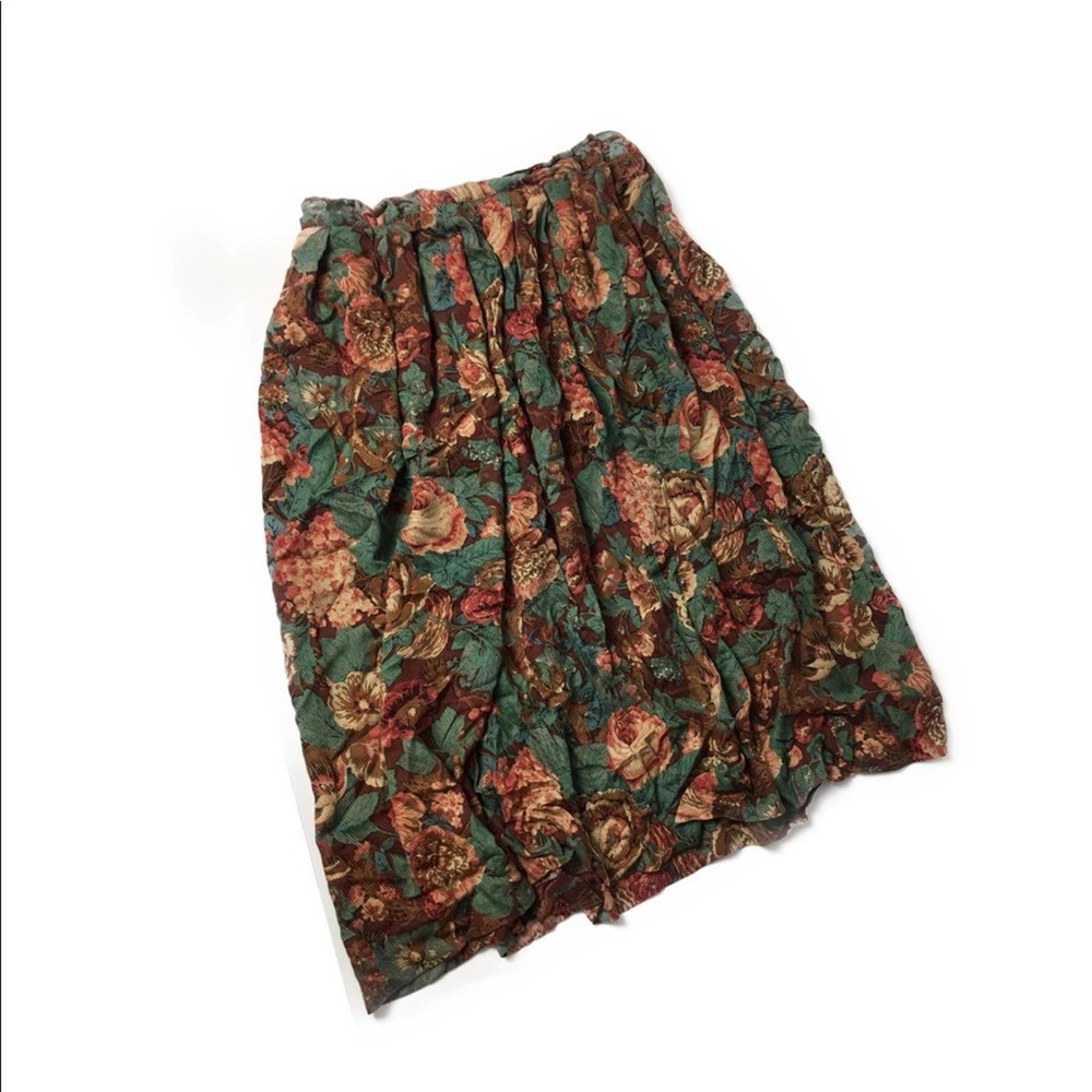 Vintage Pink and Brown Floral Skirt